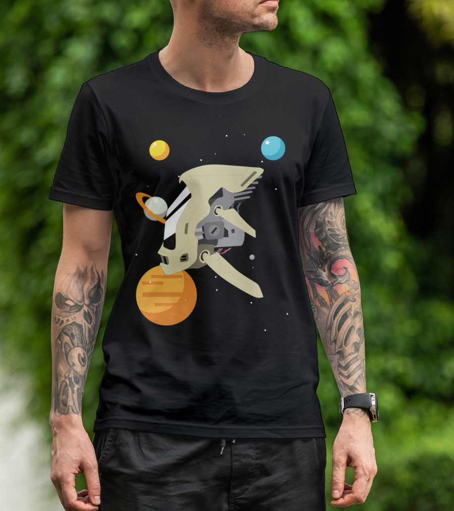 Little Spaceship Adventures Among Floating Planets And Stars T-Shirt