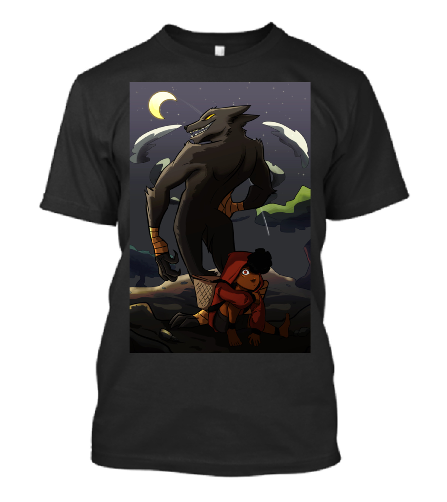 Red Riding Hood And Werewolf Under Moonlight T-Shirt