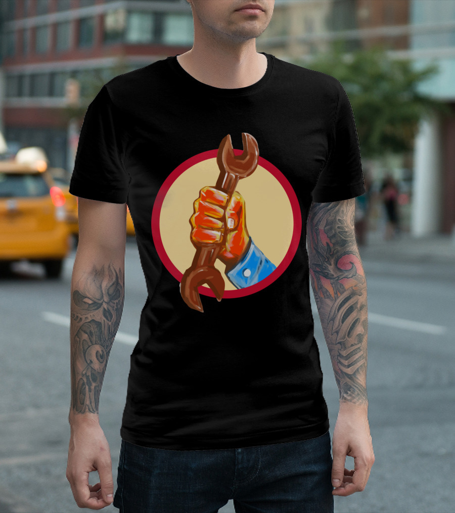 Mechanic Hand Holding Spanner Circle Wrench T-Shirt