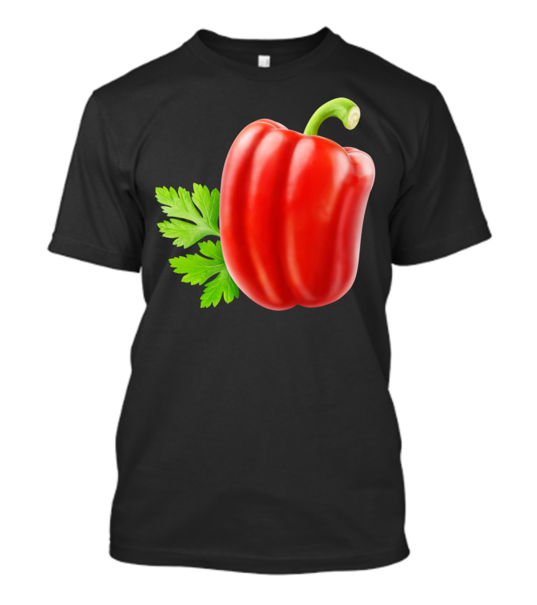 Red Bell Pepper With Green Stem And Leaves T-Shirt