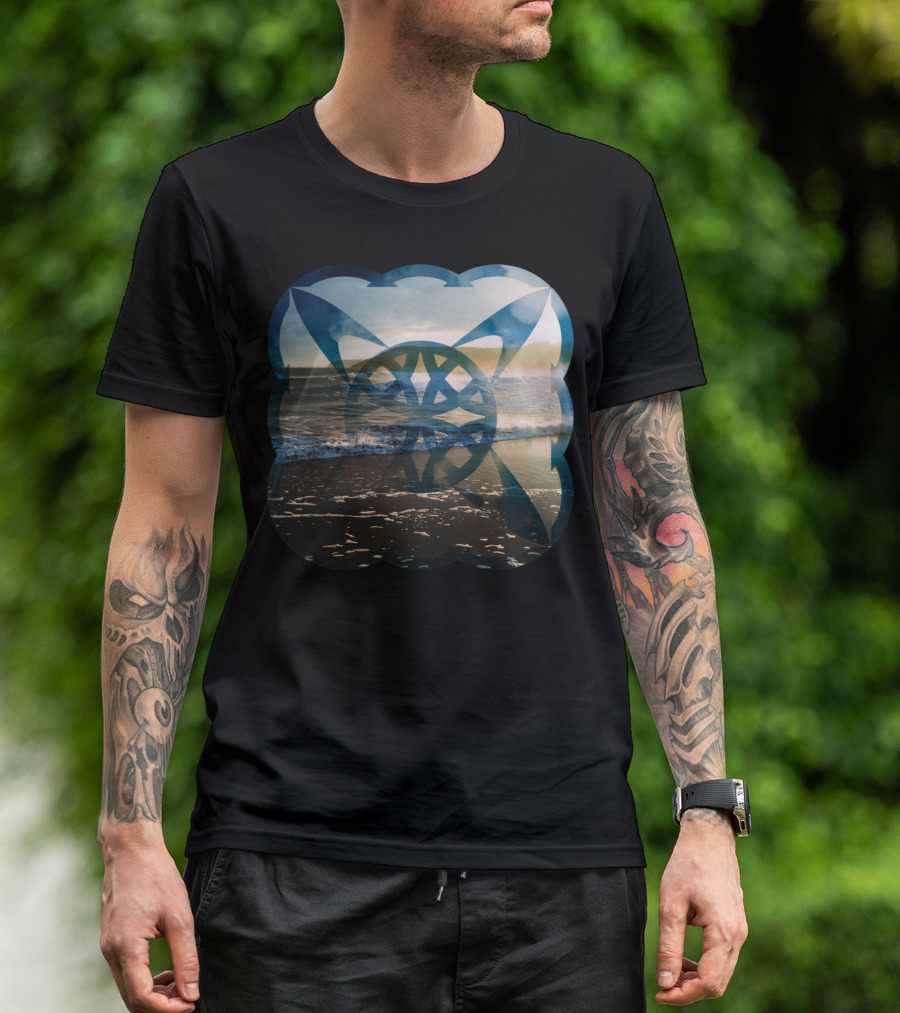 Littus Ocean Waves Symbol Abstract T-Shirt