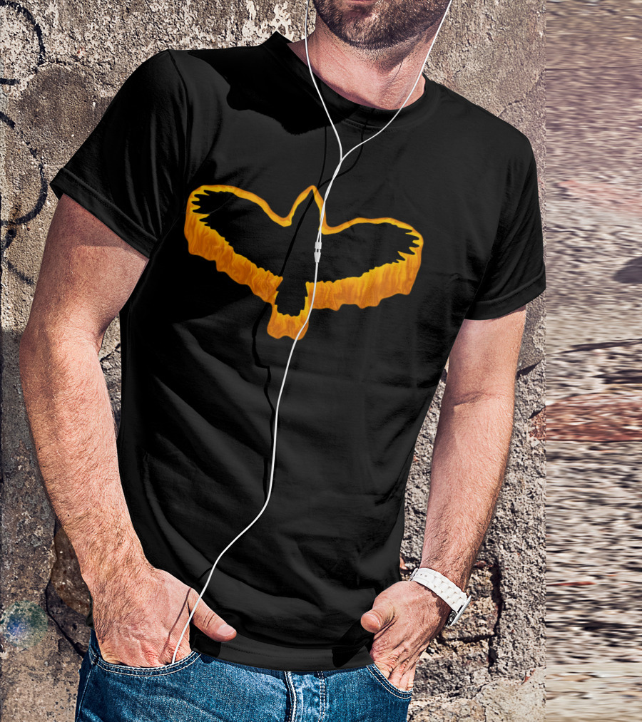 Crow Silhouette With Fiery Border T-Shirt
