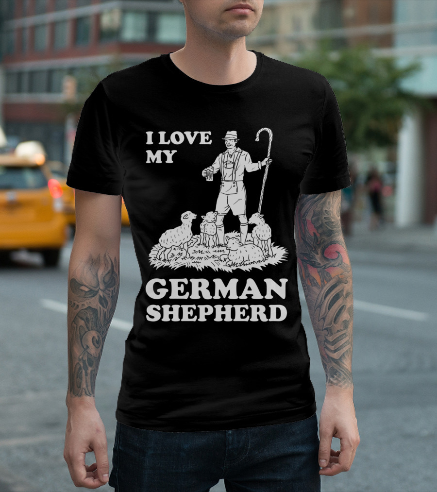 I Love My German Shepherd Shepherding in Traditional Attire with Sheep T-Shirt