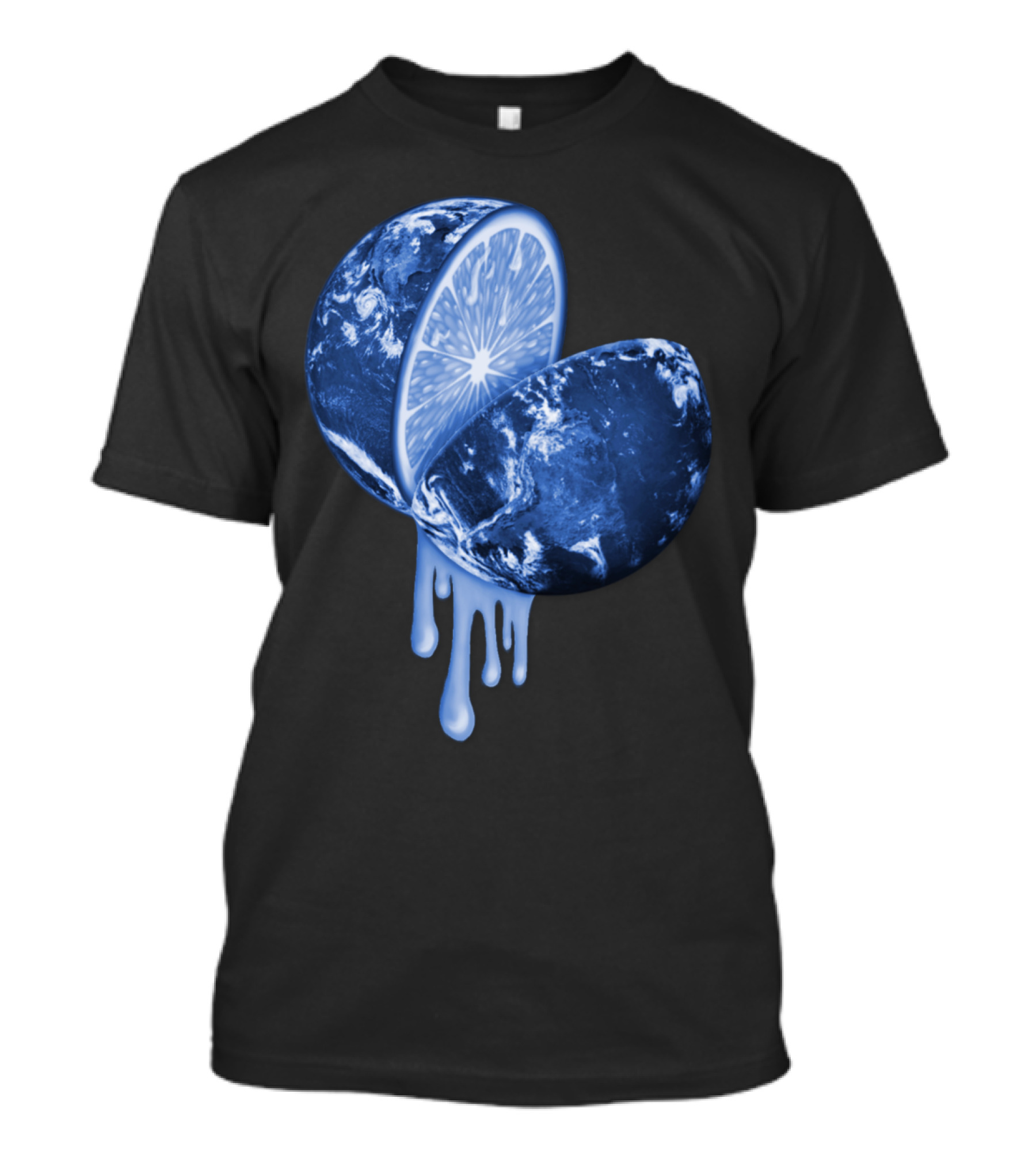 When Life Gives You Lemons Blue Earth Citrus Planet Dripping Juicy Globe T-Shirt