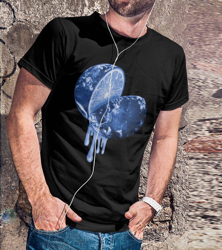 When Life Gives You Lemons Blue Earth Citrus Planet Dripping Juicy Globe T-Shirt