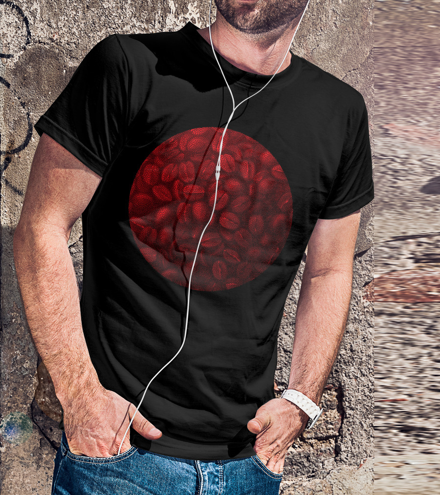 Red Coffee Beans Pattern Circle T-Shirt