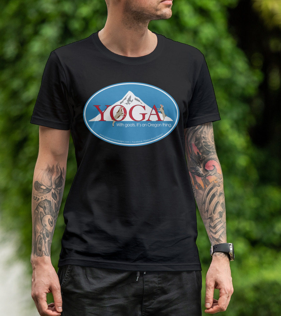 Yoga With Goats It's An Oregon Thing Mountain Background T-Shirt