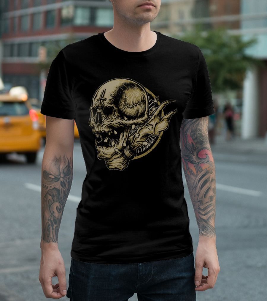 Live Fast Skull with Bone and Thorn T-Shirt