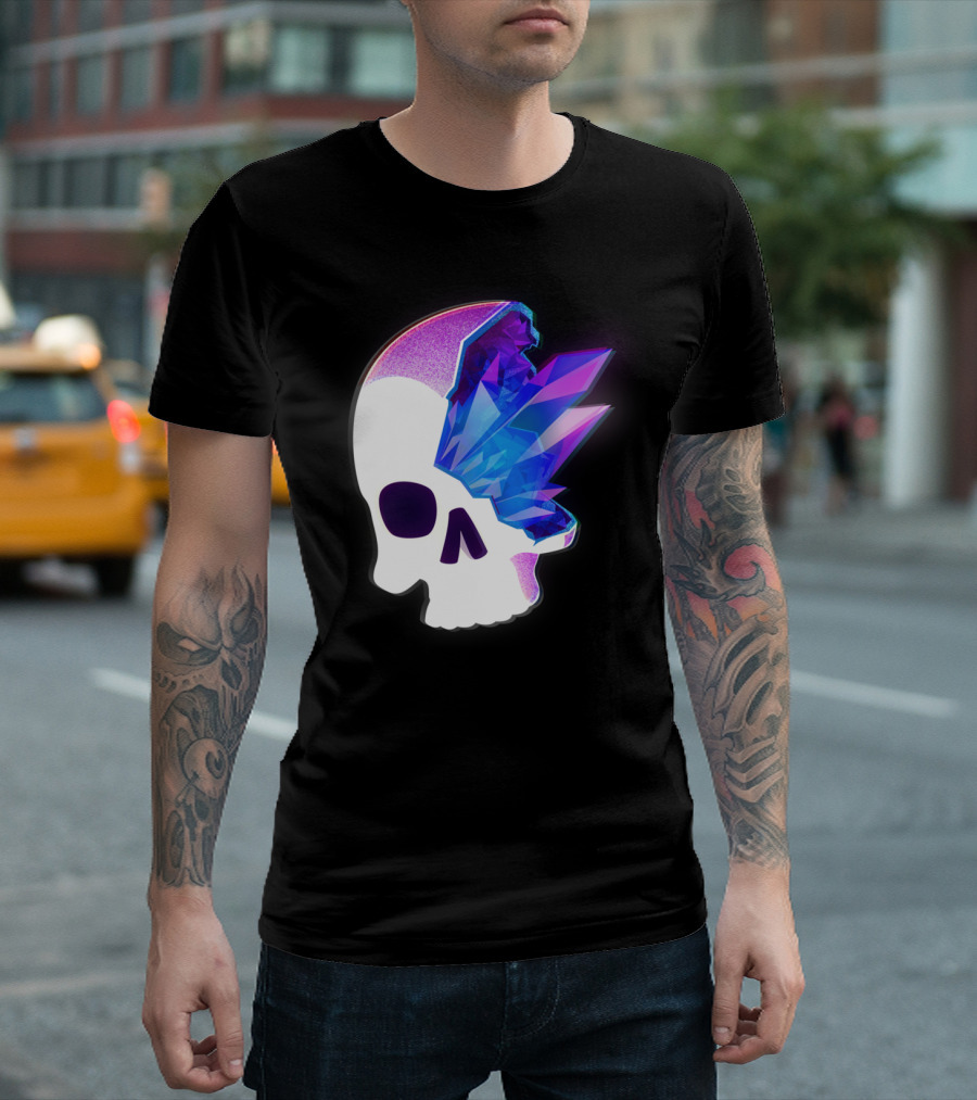 Crystal Skull With Vibrant Geometric Crystal Formation T-Shirt