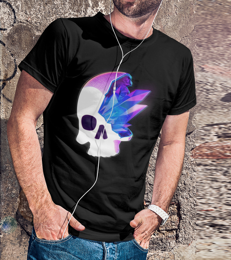 Crystal Skull With Vibrant Geometric Crystal Formation T-Shirt