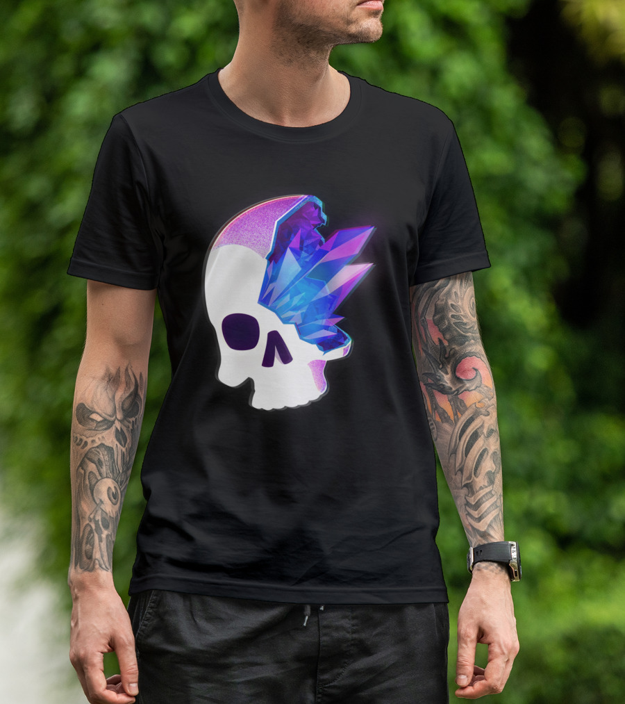 Crystal Skull With Vibrant Geometric Crystal Formation T-Shirt