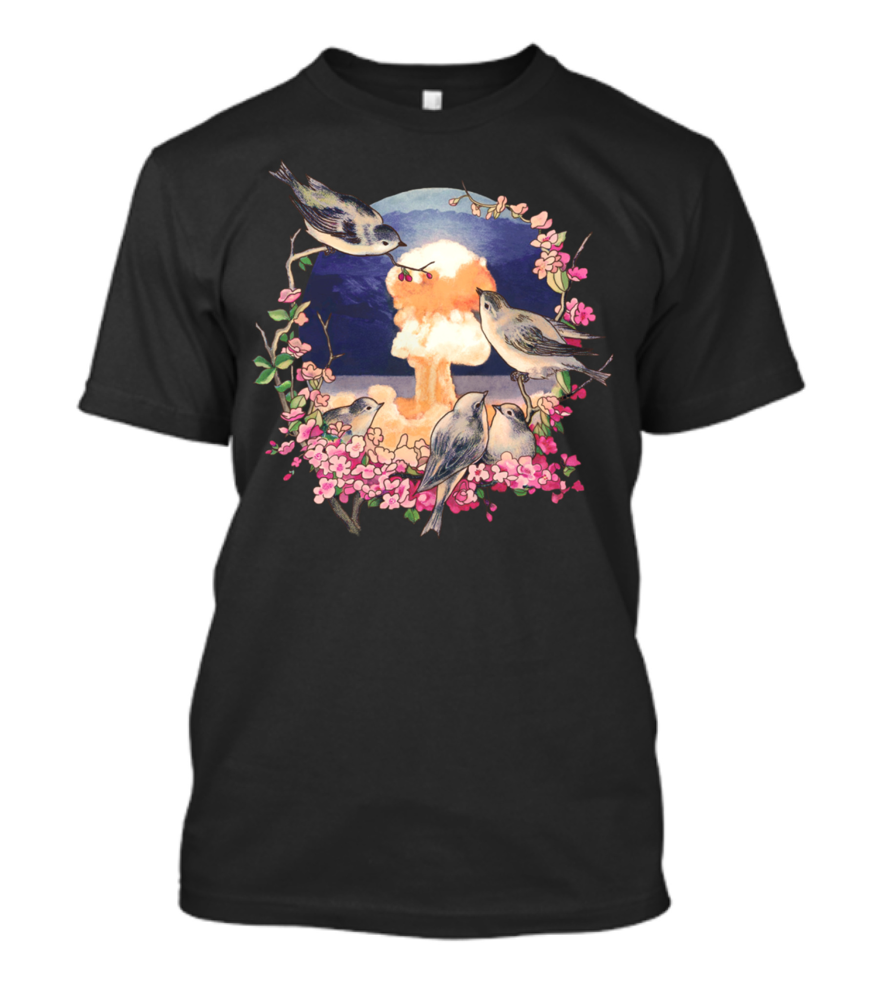Second Sun Birds With Blossoms And Explosion In Background T-Shirt