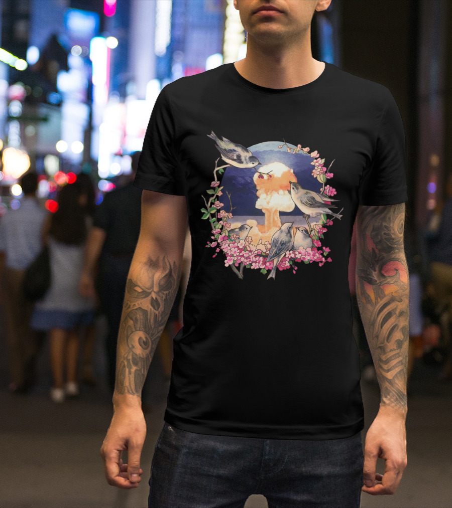 Second Sun Birds With Blossoms And Explosion In Background T-Shirt