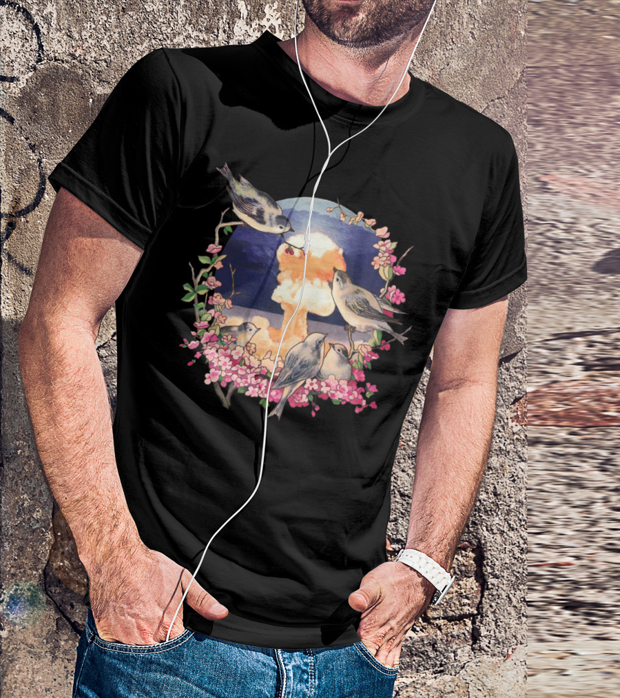 Second Sun Birds With Blossoms And Explosion In Background T-Shirt