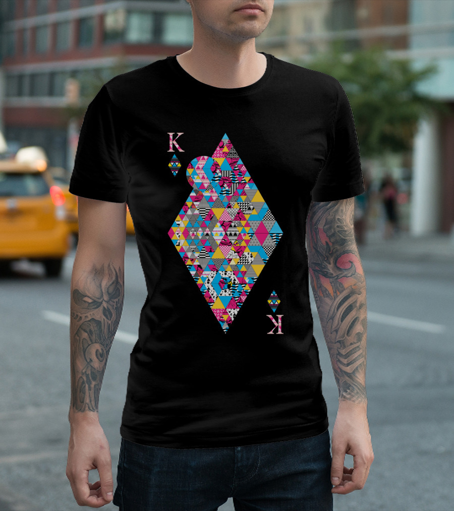 Live Like A King Colorful Diamond Pattern King of Diamonds Card T-Shirt
