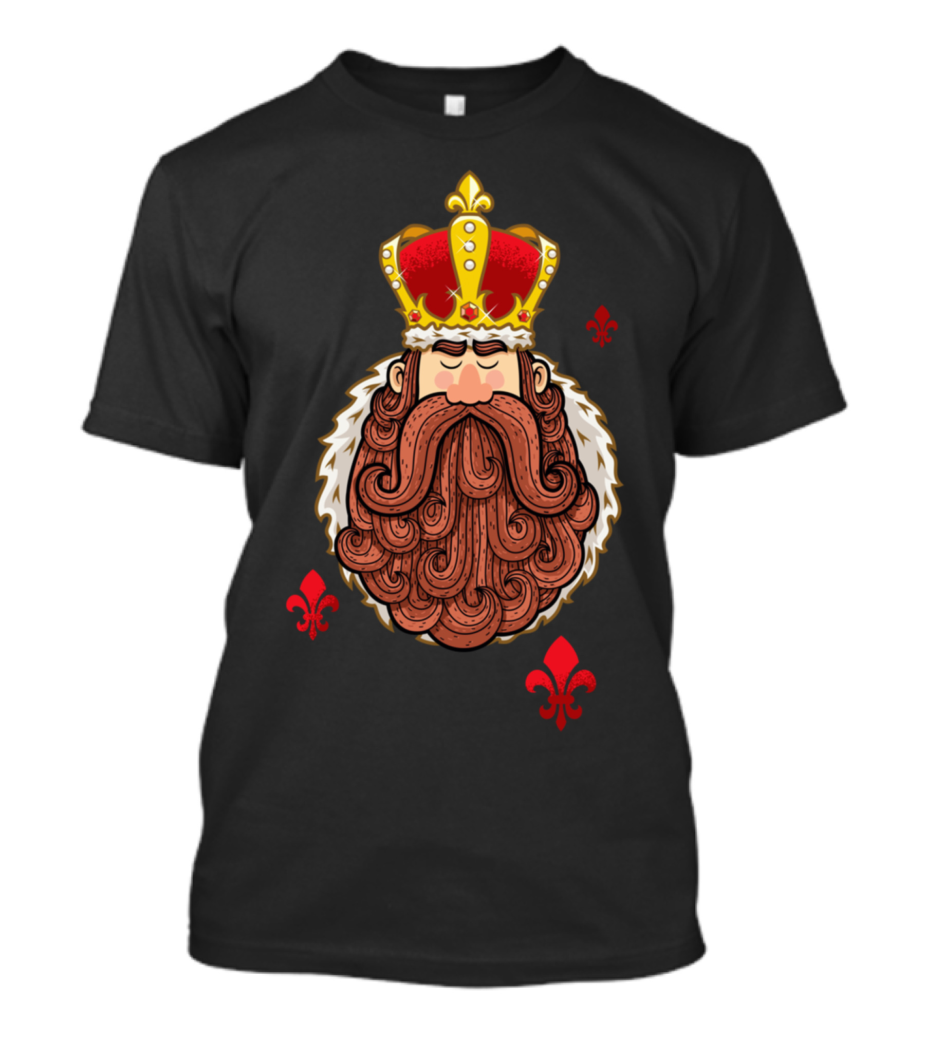 King Royal Beard Emblem Fleur-de-Lis Icons T-Shirt