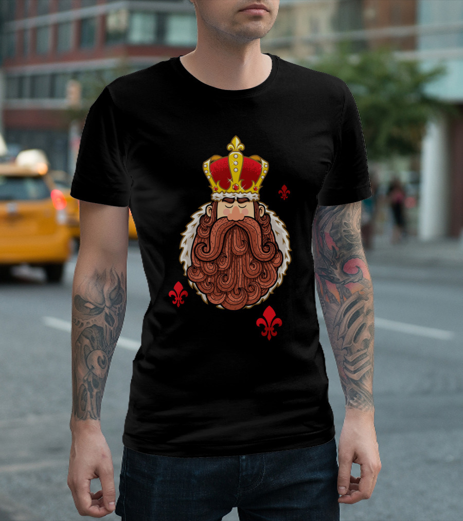 King Royal Beard Emblem Fleur-de-Lis Icons T-Shirt