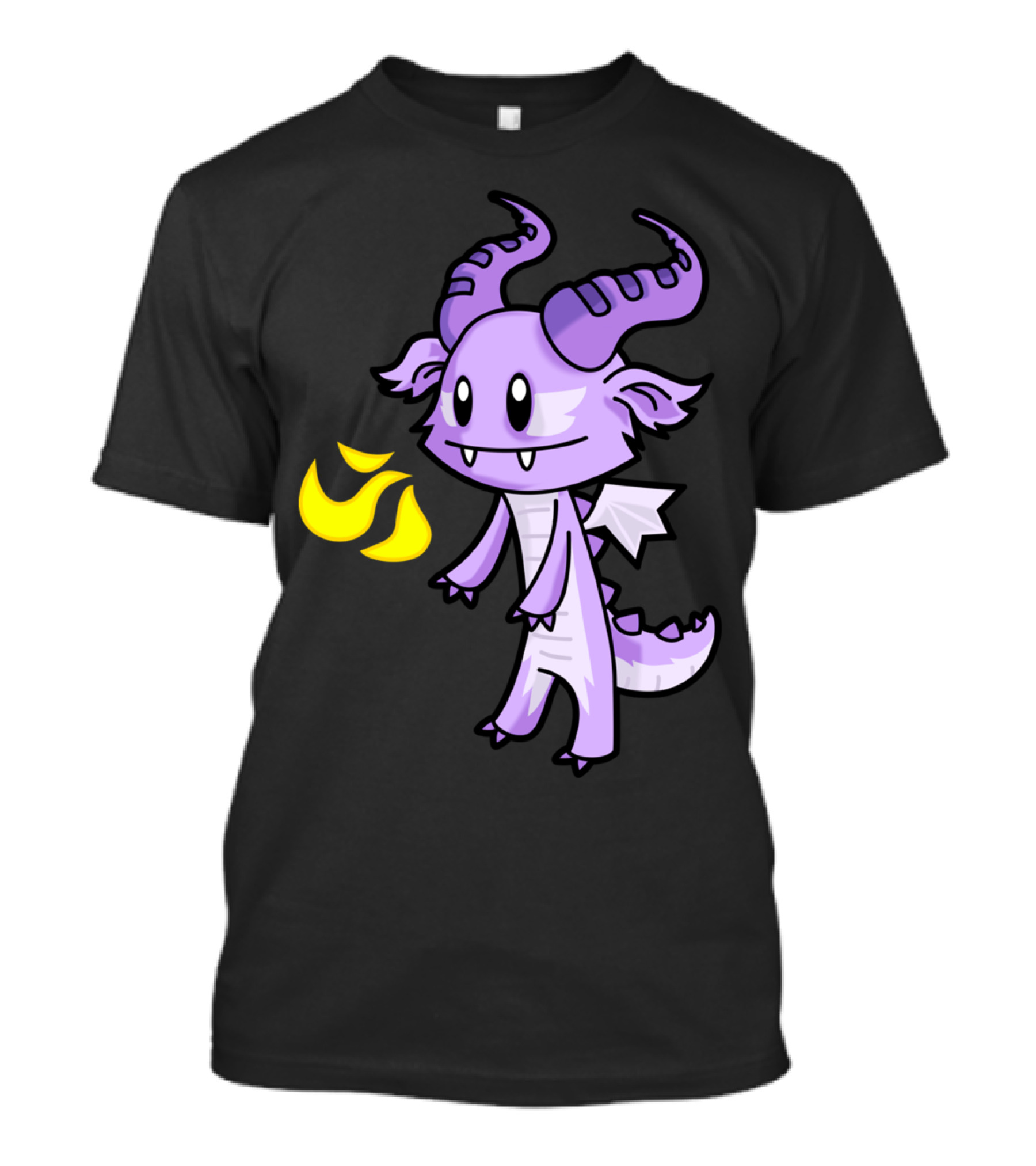 Fire Breathing Cute Purple Dragon With Horns And Flames T-Shirt