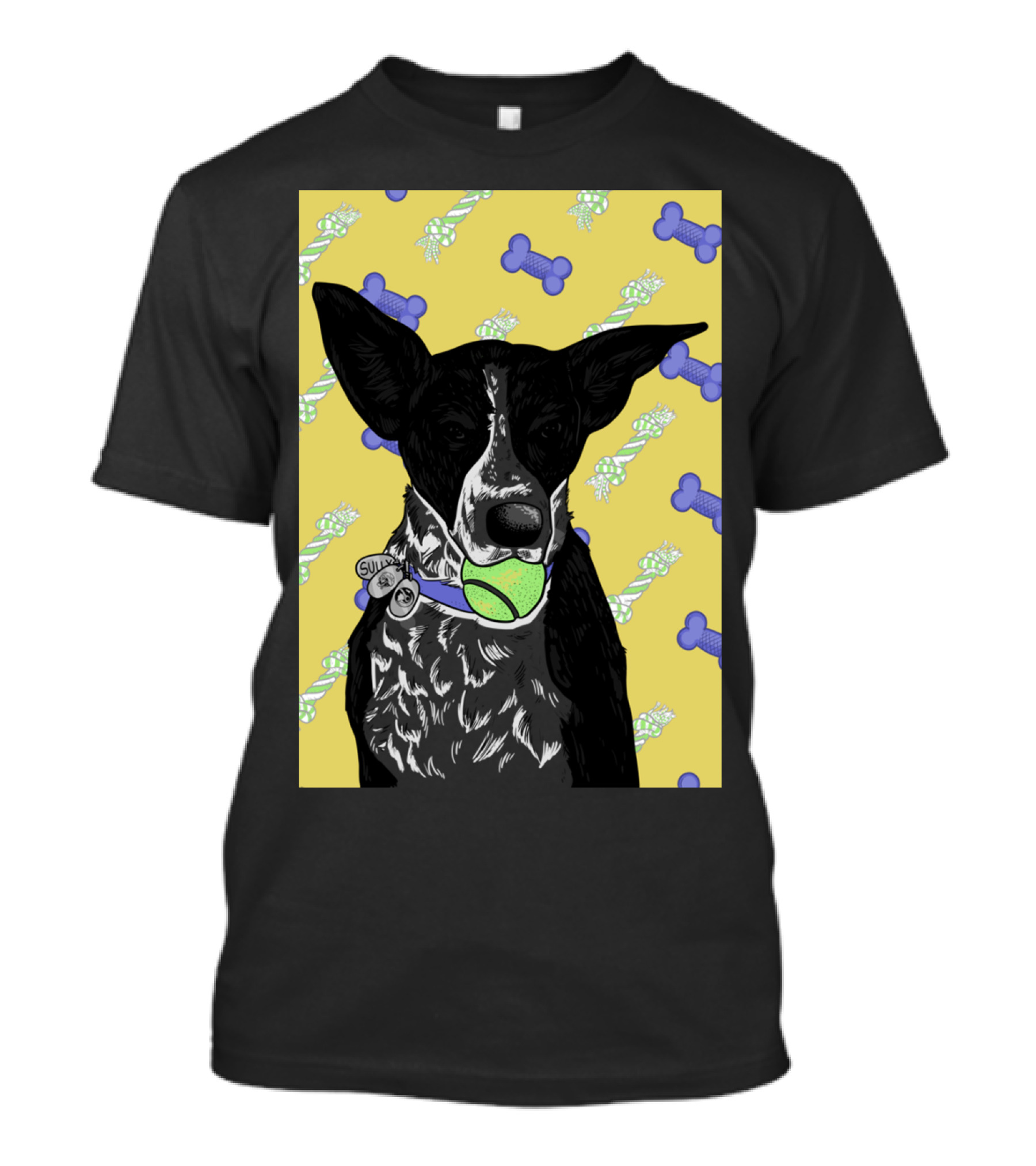 Sully Dog With Tennis Ball And Toy Background T-Shirt