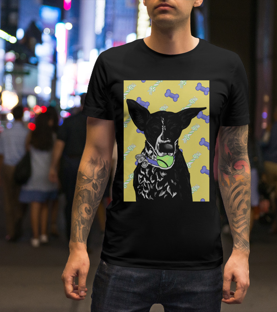 Sully Dog With Tennis Ball And Toy Background T-Shirt