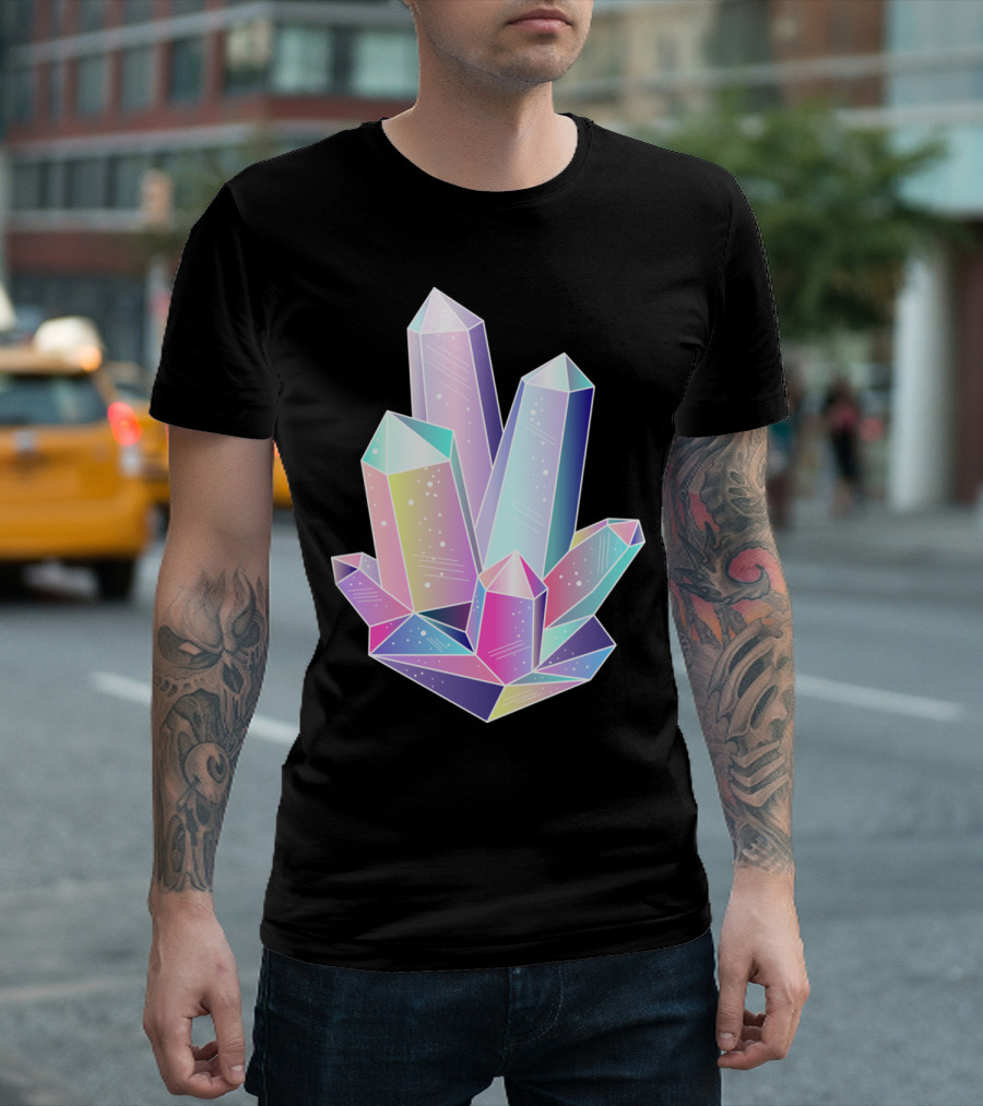 Moths and Crystals Iridescent Crystal Cluster T-Shirt