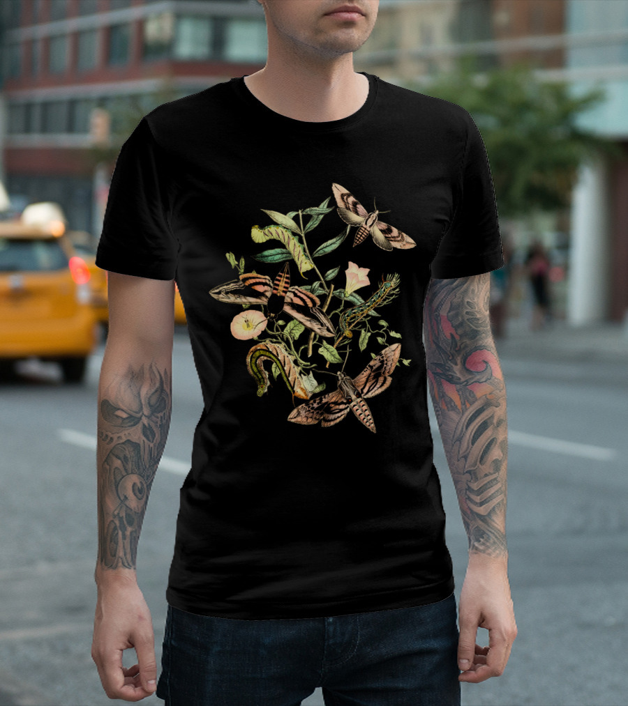 Moths And Caterpillars Among Spring Flowers T-Shirt