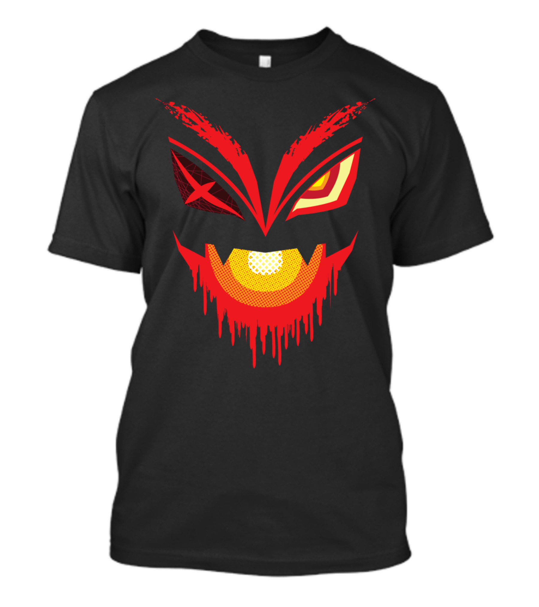 Thread And Blood Menacing Red Dripping Face With Fierce Eyes T-Shirt