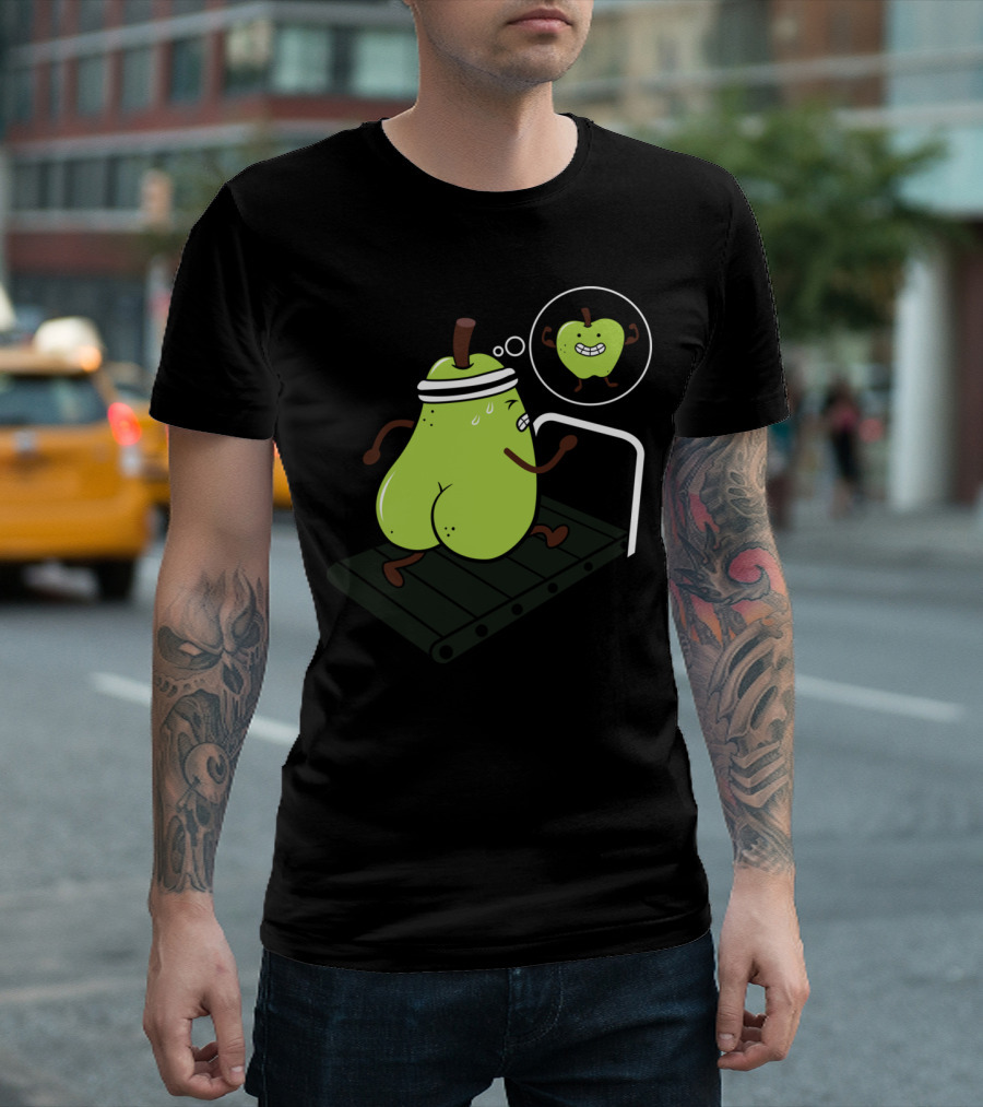 Motivation Pear Running on Treadmill with Dream Apple T-Shirt