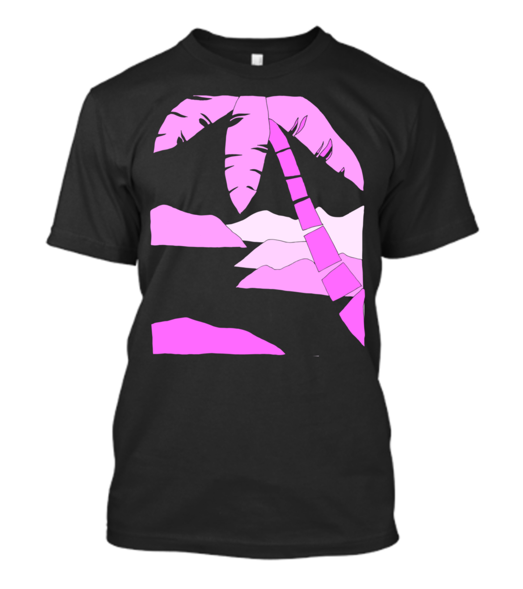 Live With Love Tropical Sunset Palm Tree Pink T-Shirt