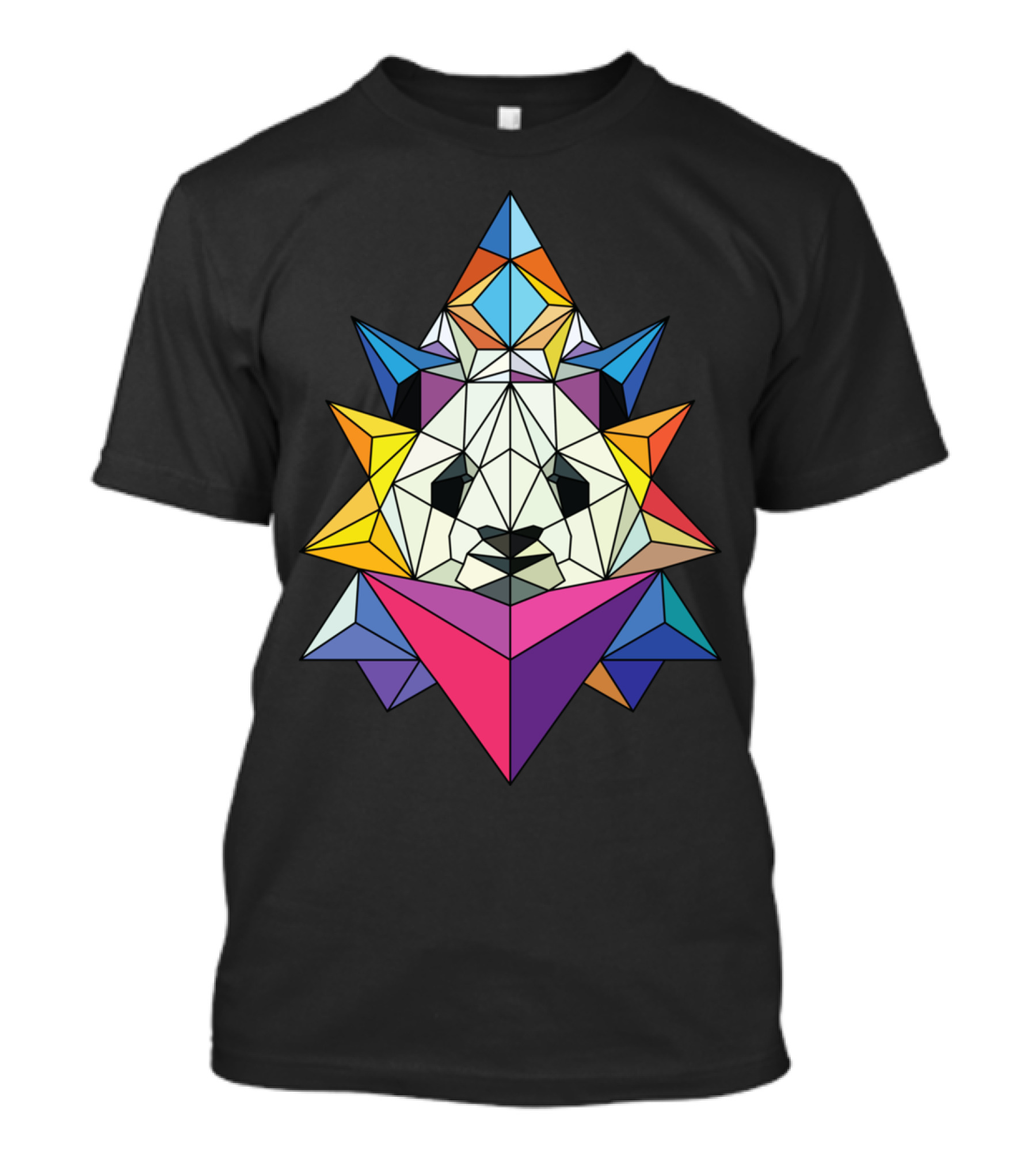 Polygonal Panda Geometric Abstract Multicolor T-Shirt