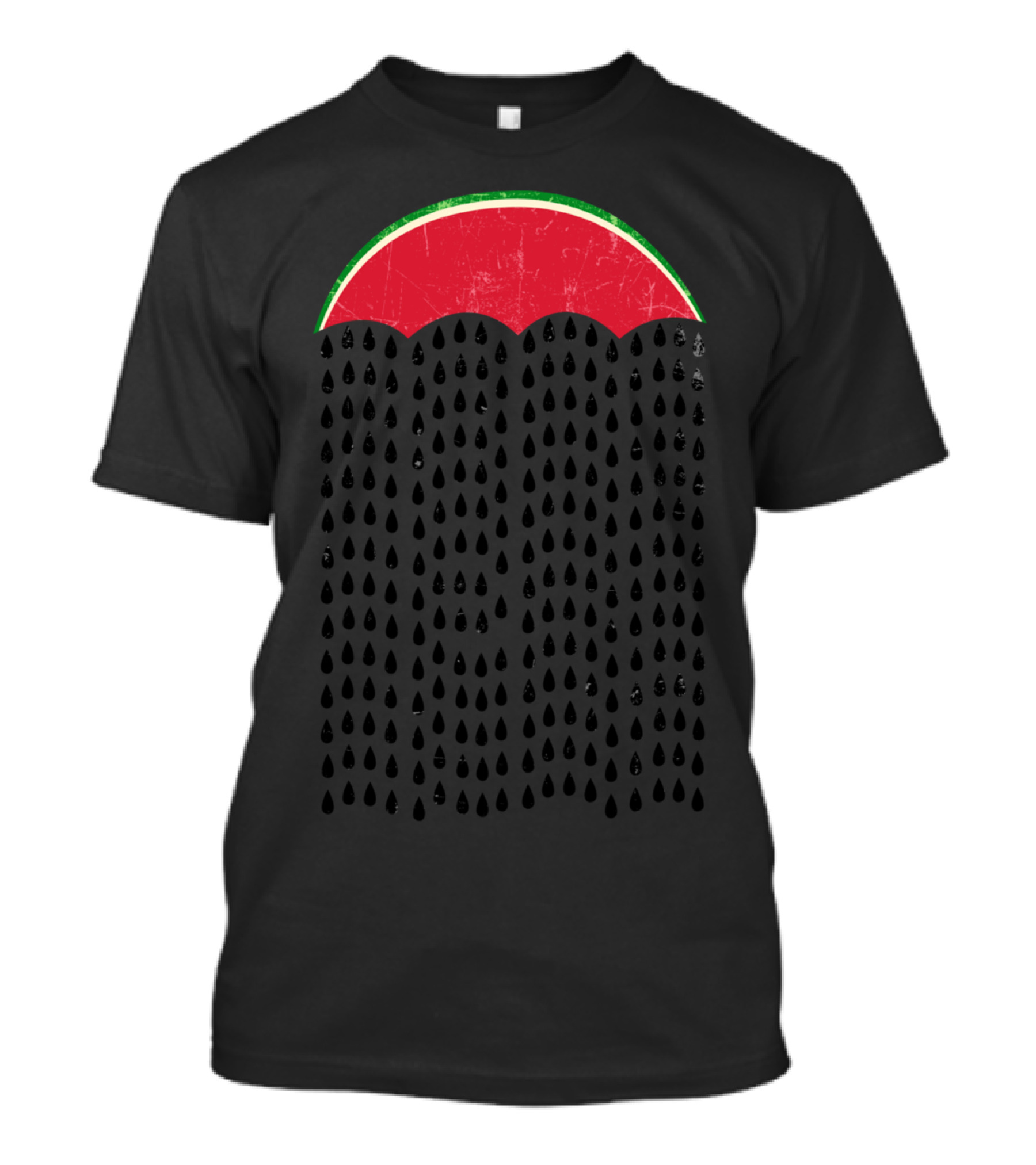 Summer Melon Rain Watermelon Slice Raindrops T-Shirt