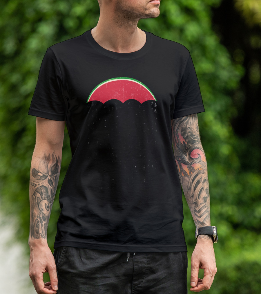 Summer Melon Rain Watermelon Slice Raindrops T-Shirt