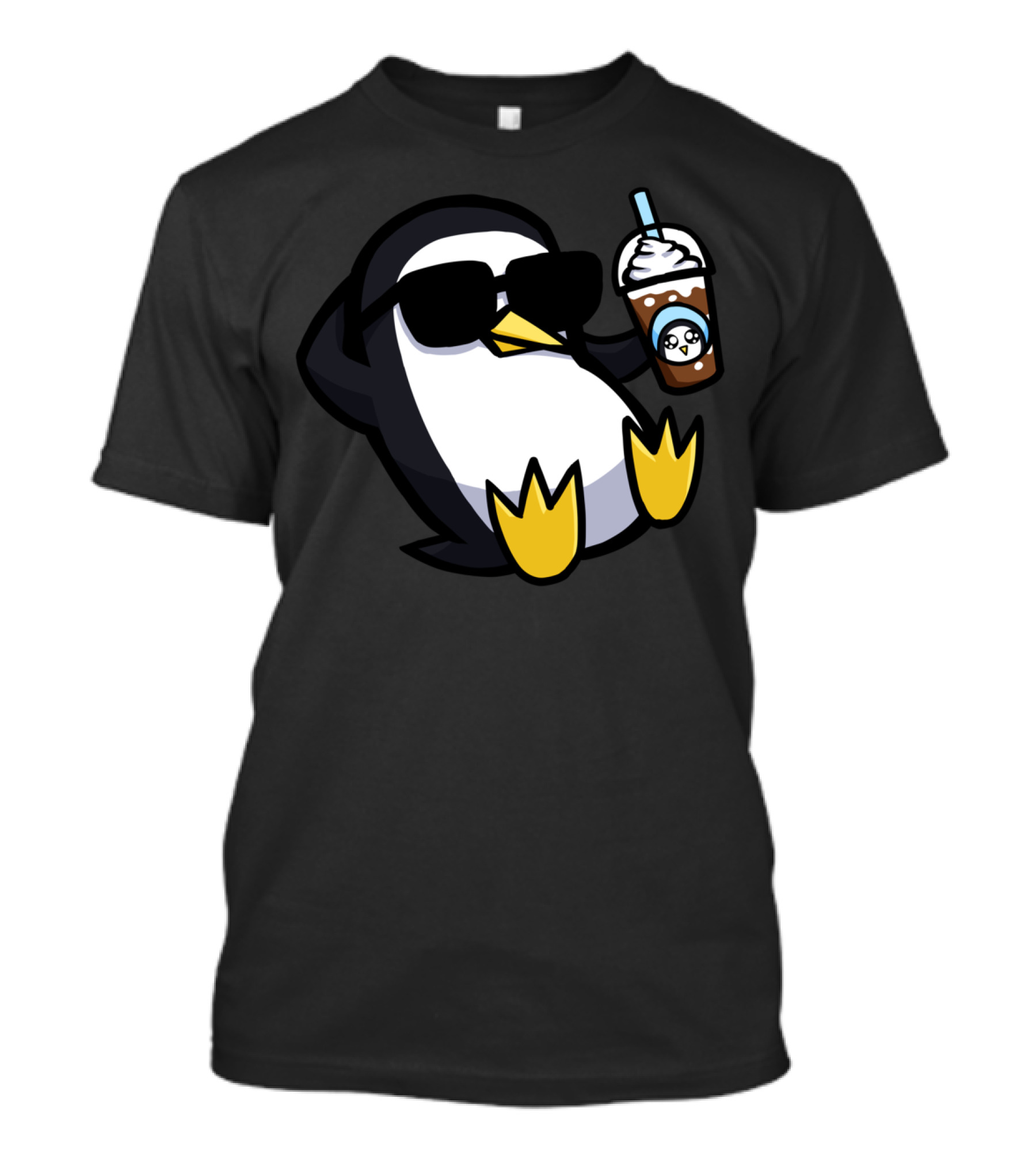 Summer Penguins Chilling With Iced Coffee T-Shirt