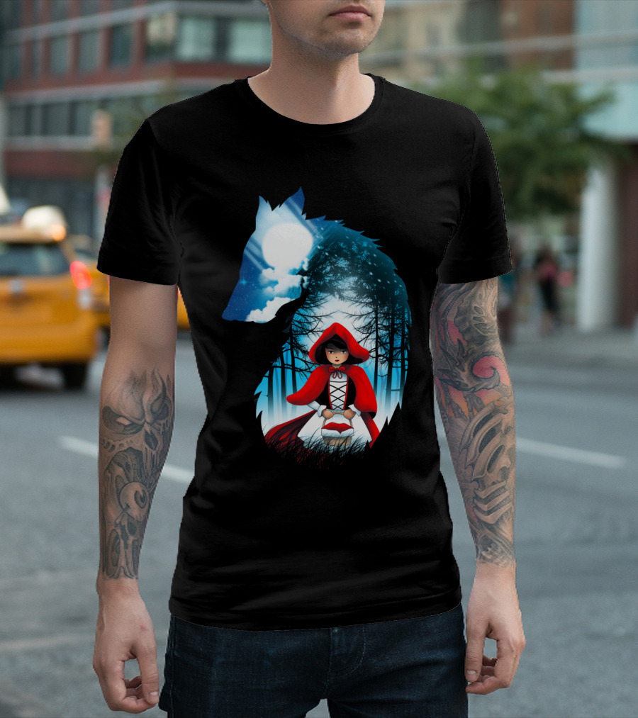 Red Riding Hood Wolf Moonlit Forest T-Shirt