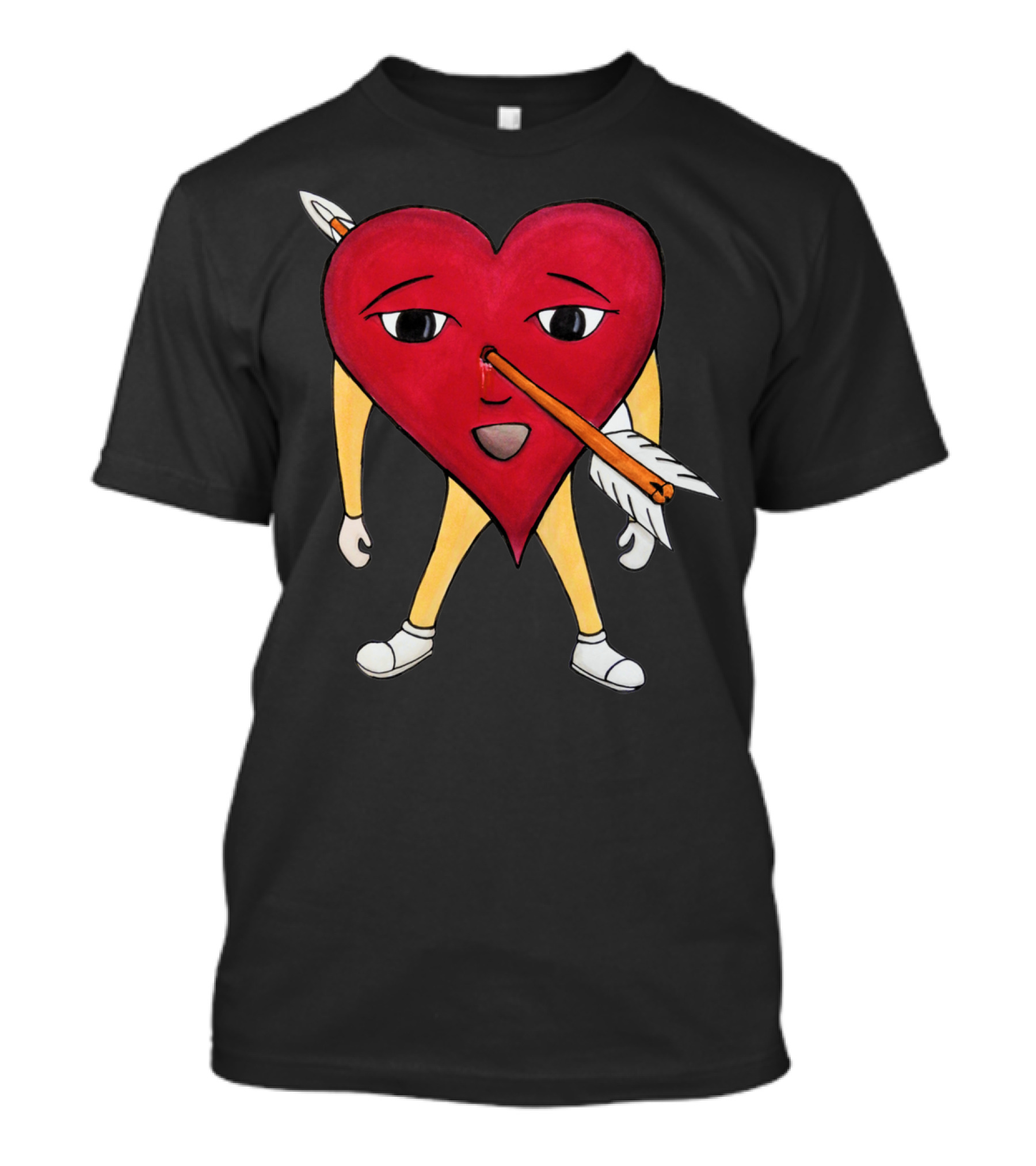 Cupid Arrow Pierce Heart Hand Drawn Character With Arrow Through Nose T-Shirt