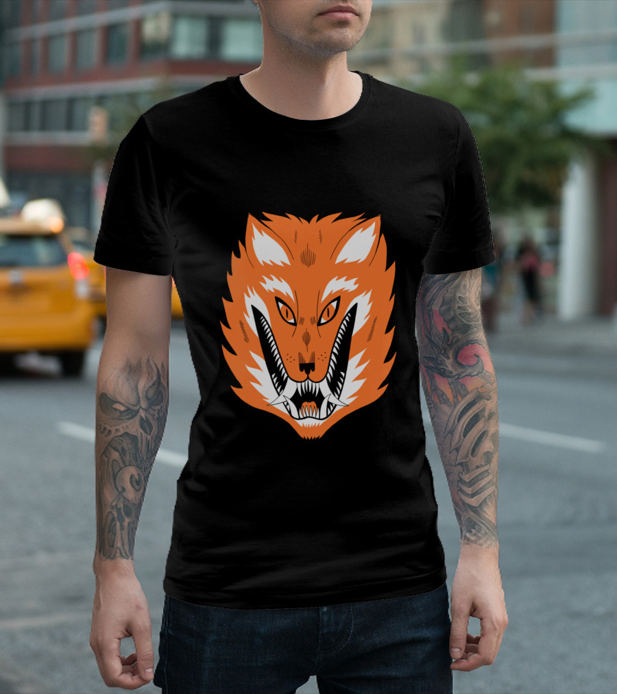Cursed Fox Fierce Orange Beast Face T-Shirt