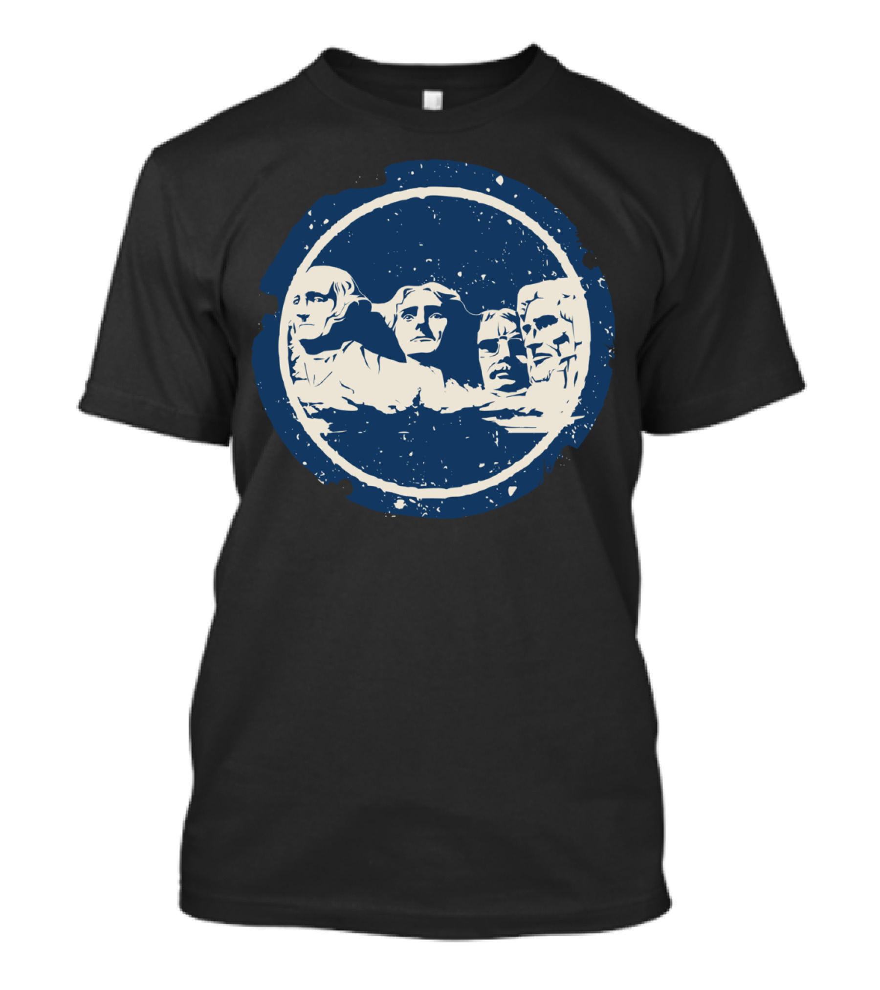 Mount Rushmore Presidents Blue Circular T-Shirt