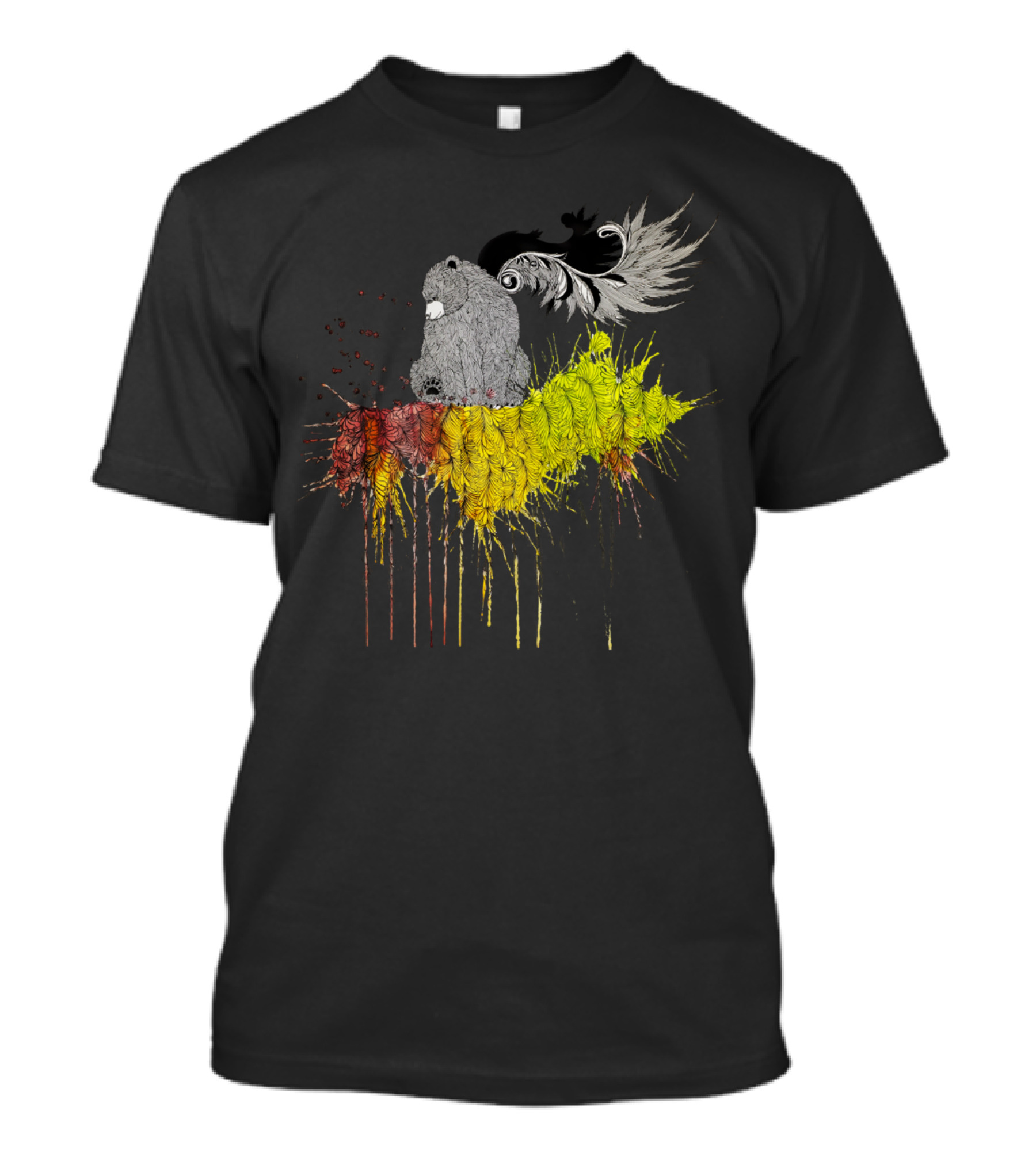 Throat Singing Bear Abstract Feather Soundwave T-Shirt