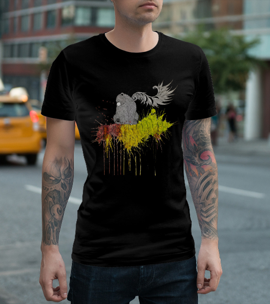 Throat Singing Bear Abstract Feather Soundwave T-Shirt