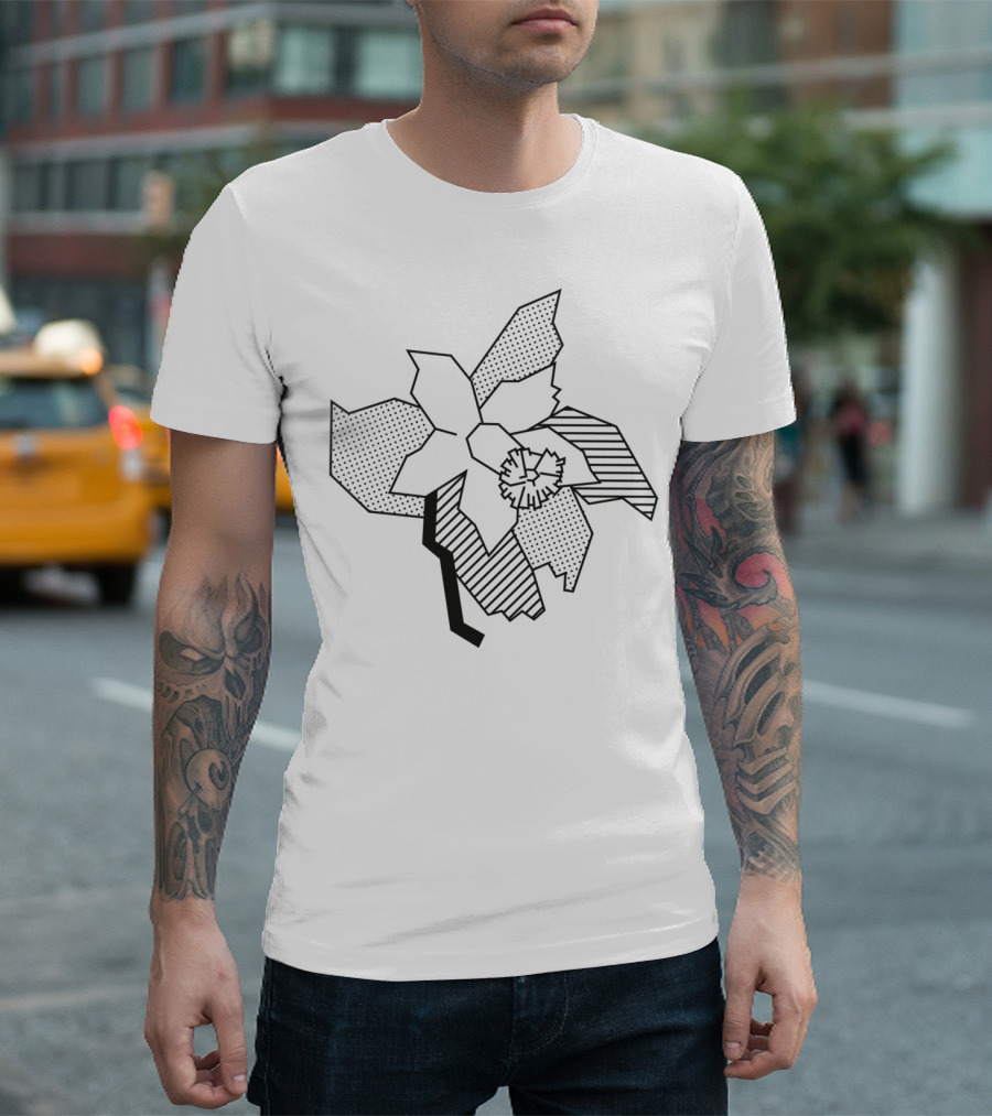 Orquidea Sticke Abstract Botanical Geometric Lines T-Shirt