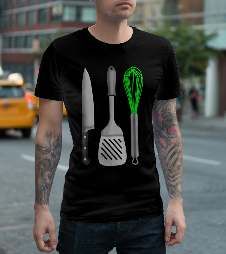 Kitchen Knife Spatula Whisk Trio T-Shirt