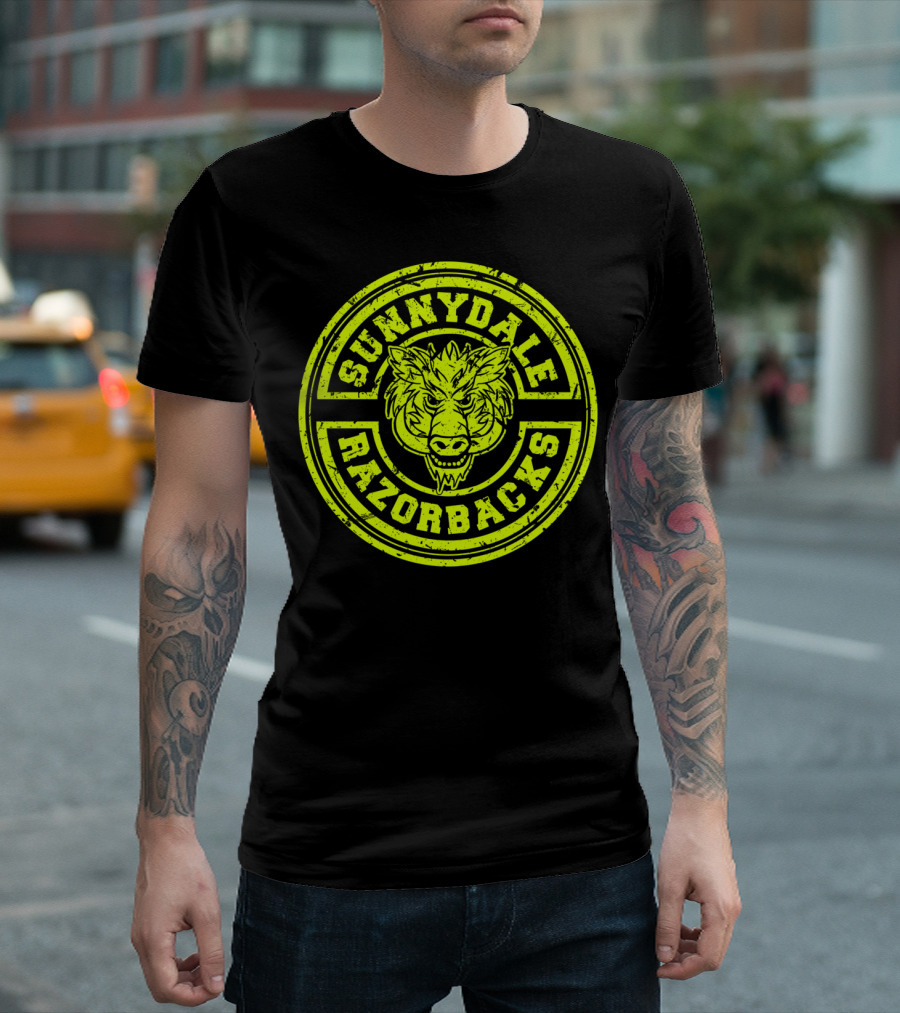 Sunnydale Razorbacks Distressed Wild Boar Badge T-Shirt