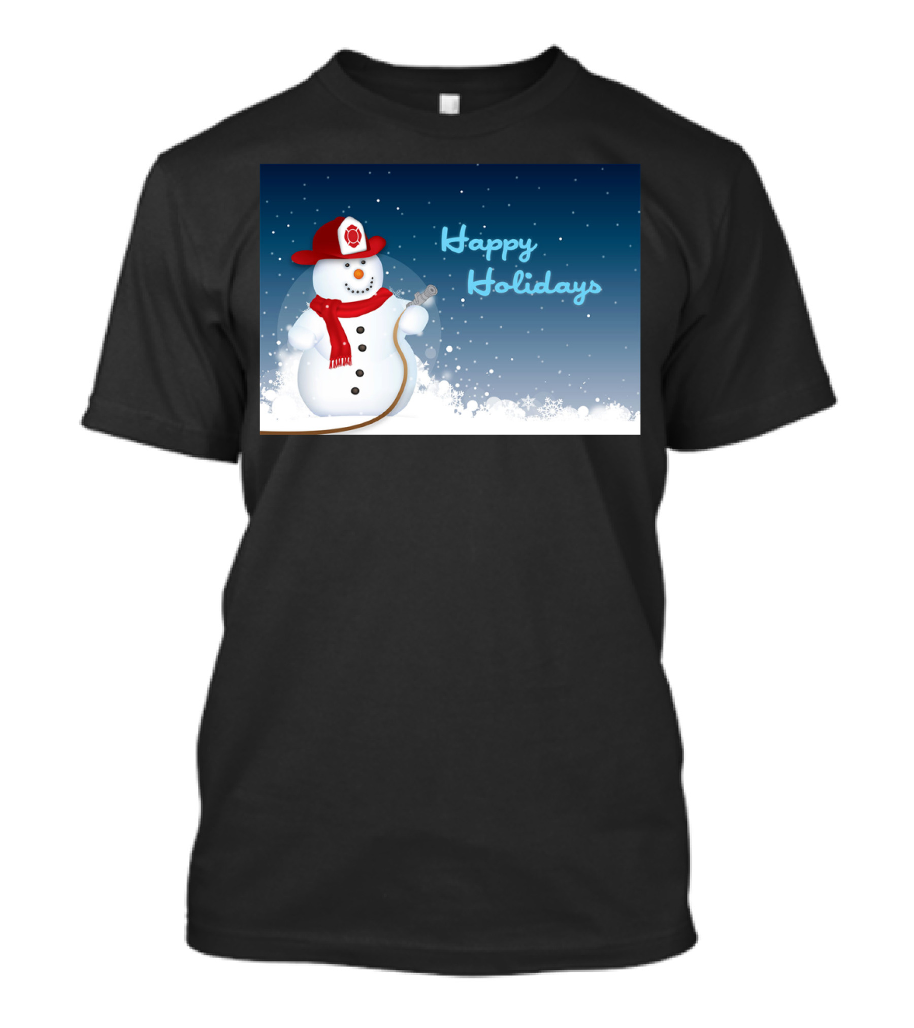 Happy Holidays Firefighter Snowman With Fireman Hat T-Shirt