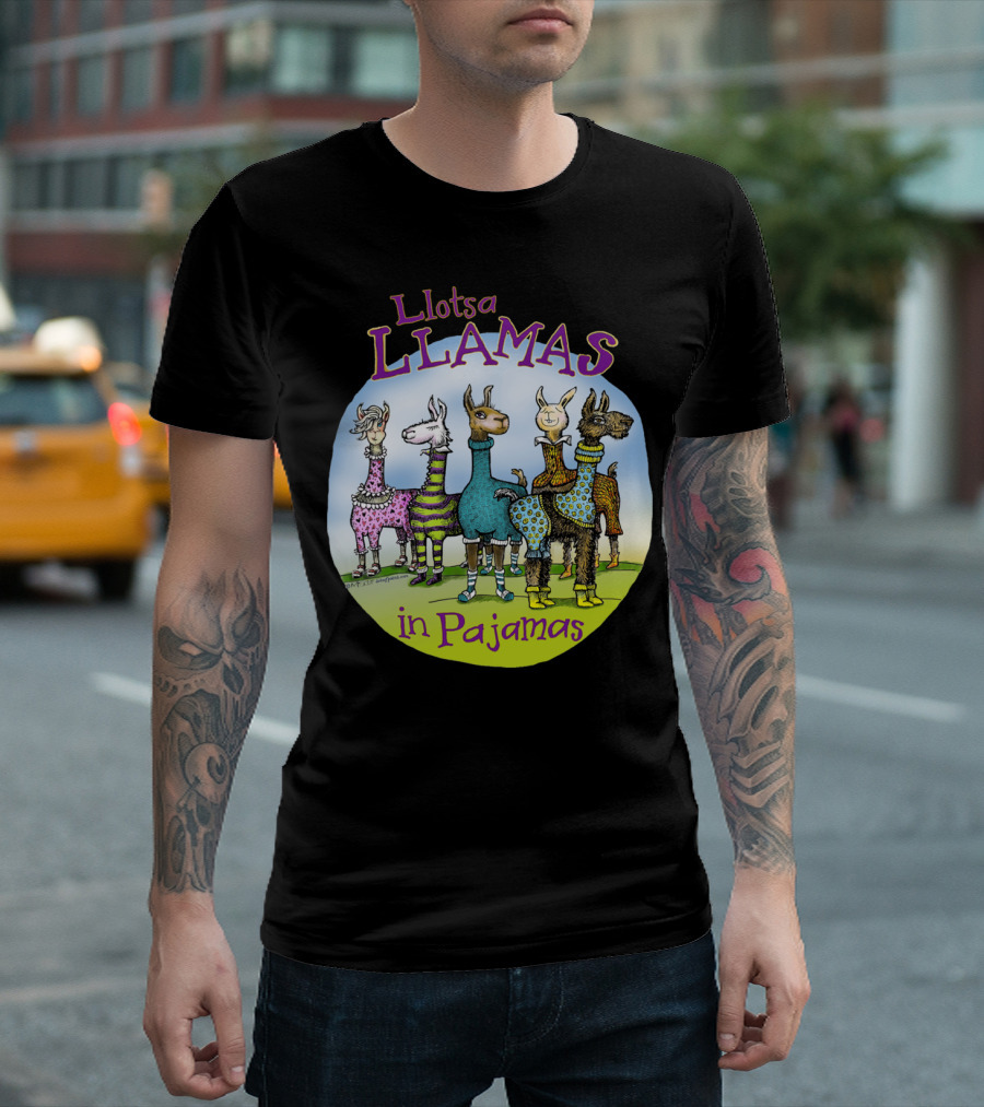 Llotsa Llamas in Pajamas in Color by Dotsofpa T-Shirt