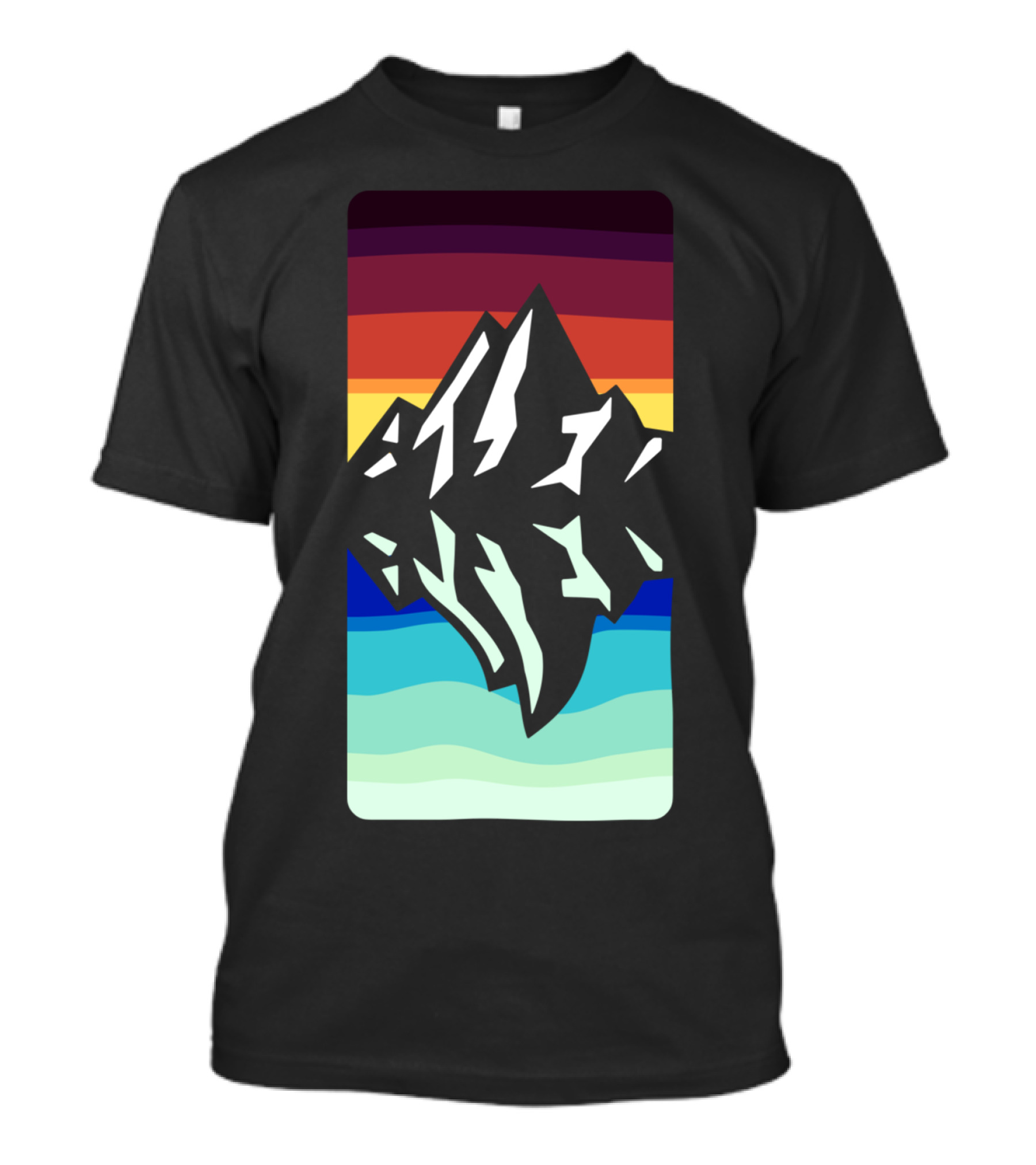 Mountain Reflection Rainbow Stripes T-Shirt