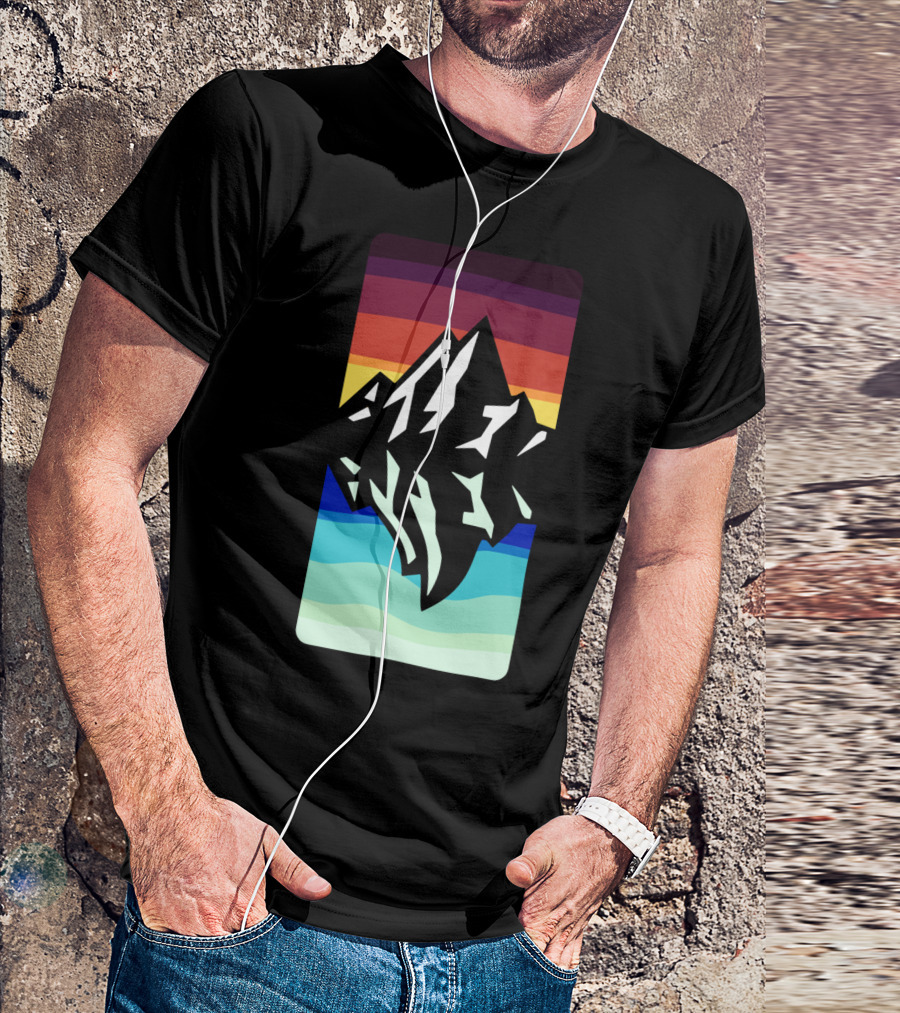 Mountain Reflection Rainbow Stripes T-Shirt