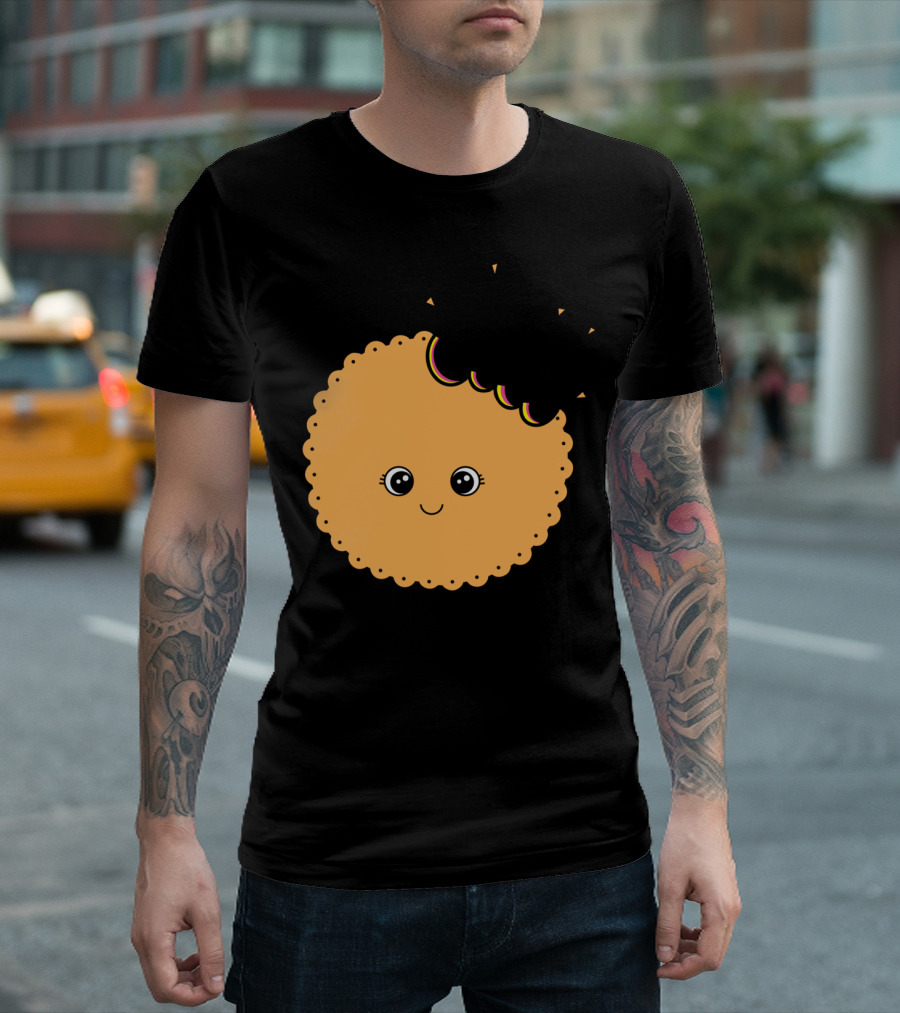 Bite Me Cute Cookie Design With Smiling Face And Bite Mark T-Shirt
