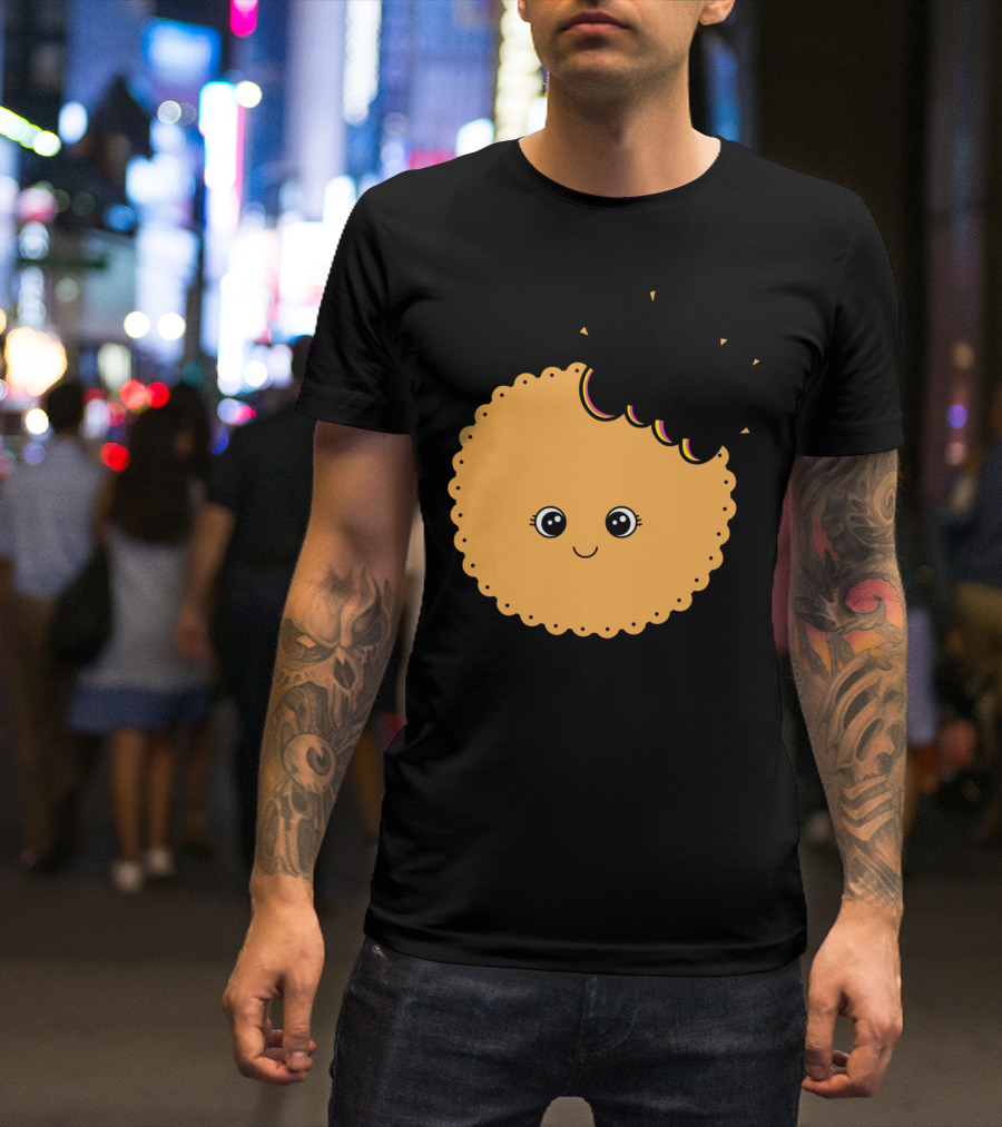 Bite Me Cute Cookie Design With Smiling Face And Bite Mark T-Shirt