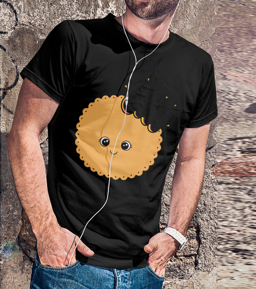 Bite Me Cute Cookie Design With Smiling Face And Bite Mark T-Shirt