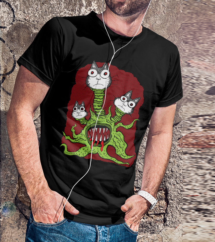 Kitty Monster Jakemon Red-Eyed Creature With Tentacles T-Shirt